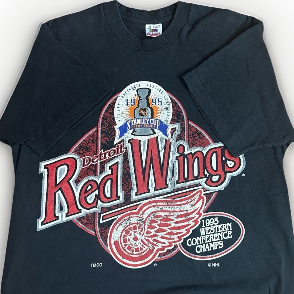 Vintage 1995 Detroit Red Wings Conference Champs Shirt Mens Medium Single Stitch